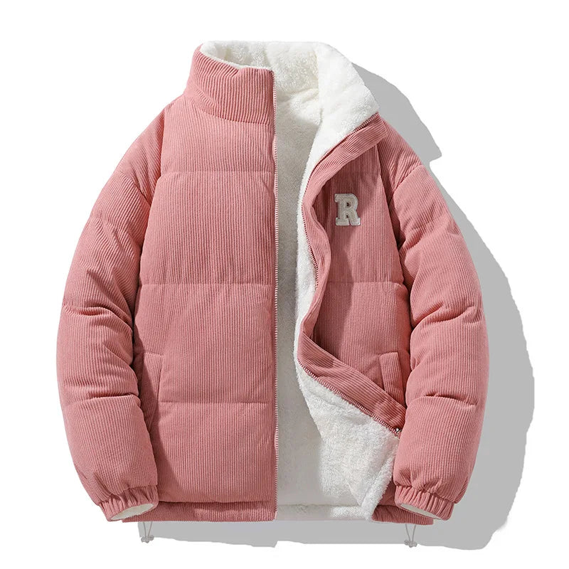New Winter Men Reversible Corduroy Down Jackets Stand Collar Warm Parkas Fashion Male Casual Thicker Coats Man Slim Jackets 3XL - Matrix Studios