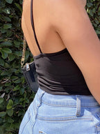 Women’s Fashion Solid Color Camisole Summer Sexy Pleated Hollow Bandage Exposed Navel Top Y2k Crop Top - Matrix-studios.com