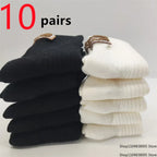 5/10 Pairs Socks Women Luxury Designer Cashmere Wool Sock Solid Warm Thick Pile Embroidered Logo Mid-Calf female Snow Boot Socks - Matrix Studios