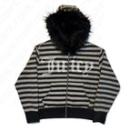 Harajuku y2k Millennial Hottie American retro fur collar piecing hoodie zipper hoodie female fall/winter hip hop zipper jacket - Matrix Studios