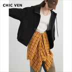 CHIC VEN Women Sweatshirts Loose New Drawstring Hooded Female Jacket BF Style Woman Sports Coat Spring Autumn 2025 - Matrix Studios