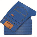 2025 men's fashion business jeans classic style casual elastic slim fit jeans men's denim pants black blue - Matrix Studios