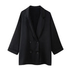 European and American Style 2024 Spring and Summer New Women's Clothing Wrinkle Effect Double Breasted Suit Jacket Pants Set - Matrix-studios.com