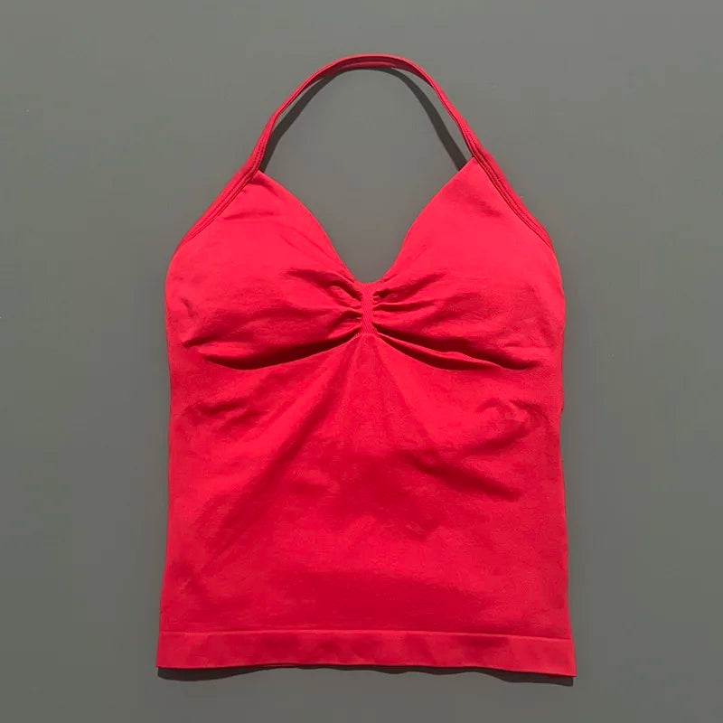 Women Solid Color Yoga Sports Tank Top Sleeveless Quick Dry Breathable Elastic Slim Fit Gym Workout Running Fitness Soft Skin - Matrix-studios.com