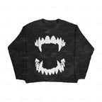 New Hip Hop Streetwear Knitted Sweater men Gothic portrait Print Pullover autumn Harajuku Cotton sweater women Oversized Sweater - Matrix Studios
