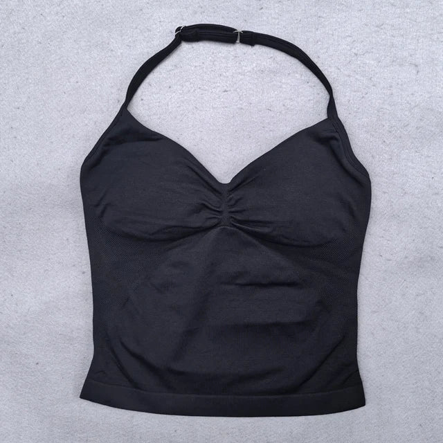 2 Pieces Yoga Set Women Backless Halter Tops High Waist Seamless Shorts Gym Suit Fitness Clothes Sportswear Workout Sets - Matrix-studios.com
