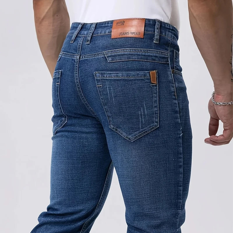Spring Autumn Business Men Jeans Casual Straight Stretch Fashion Classic Black Sky Blue Grey Work Denim Trousers Brand Clothing - Matrix Studios