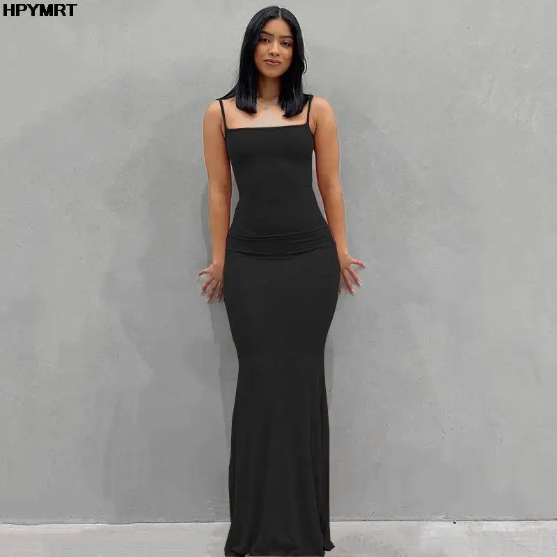 Satin Slip Sleeveless Backless Slim Sexy Maxi Dress 2022 Spring Women Party Y2K Concise Bodycon Elegant Dresses Female Clothing - Matrix-studios.com