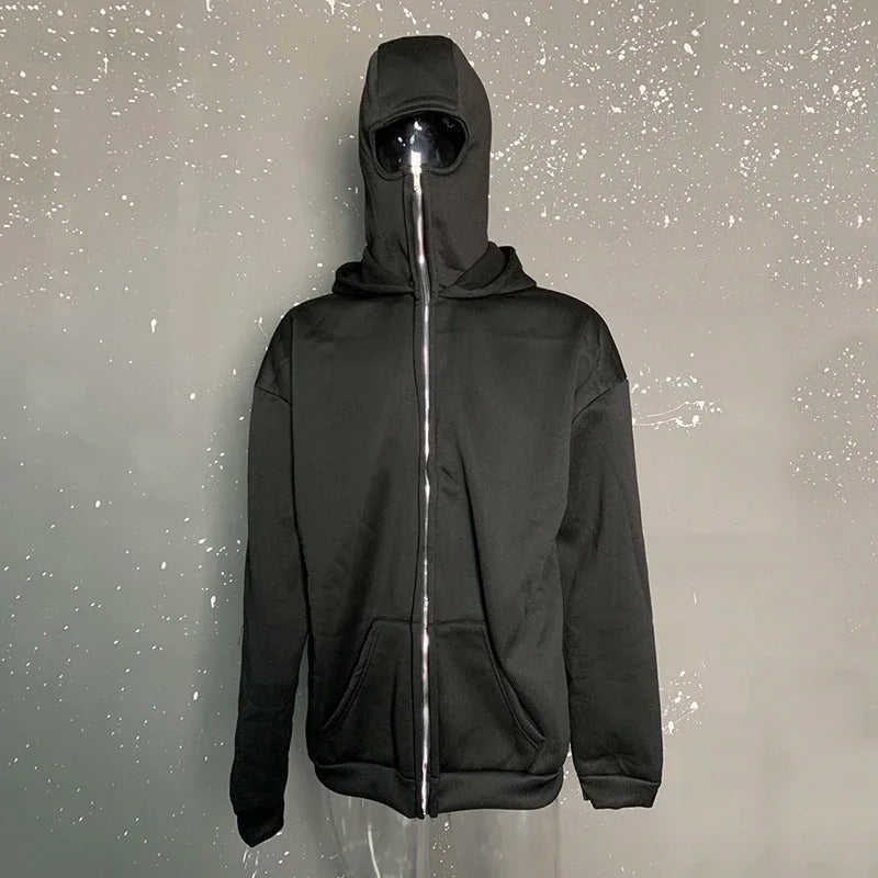 Unisex Plain Hooded Zip Up Sweatshirt Autumn Winter Ins Style Couple Matching Pullover Jacket - Matrix Studios