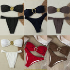 "2026 Sexy Bandeau Push-Up Bikini Set - Brazilian Thong Swimwear for Women" - Matrix-studios.com
