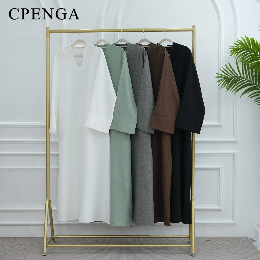 Ramadan Arabic Muslim Women Modest Dress Elegant Eid Dubai Abaya Islam Holiday Loose Outfit New Arrive Plain Turkey Kaftan Robe - Matrix-studios.com