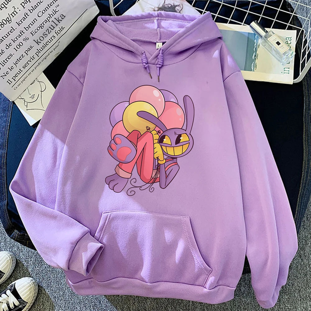 Digital Circus Jax Hoodie Fashion Women Aesthetic Graphic Kawaii Rabbit Hug Balloons Hoodies Unisex Cartoon Pullover Sweatshirts - Matrix Studios