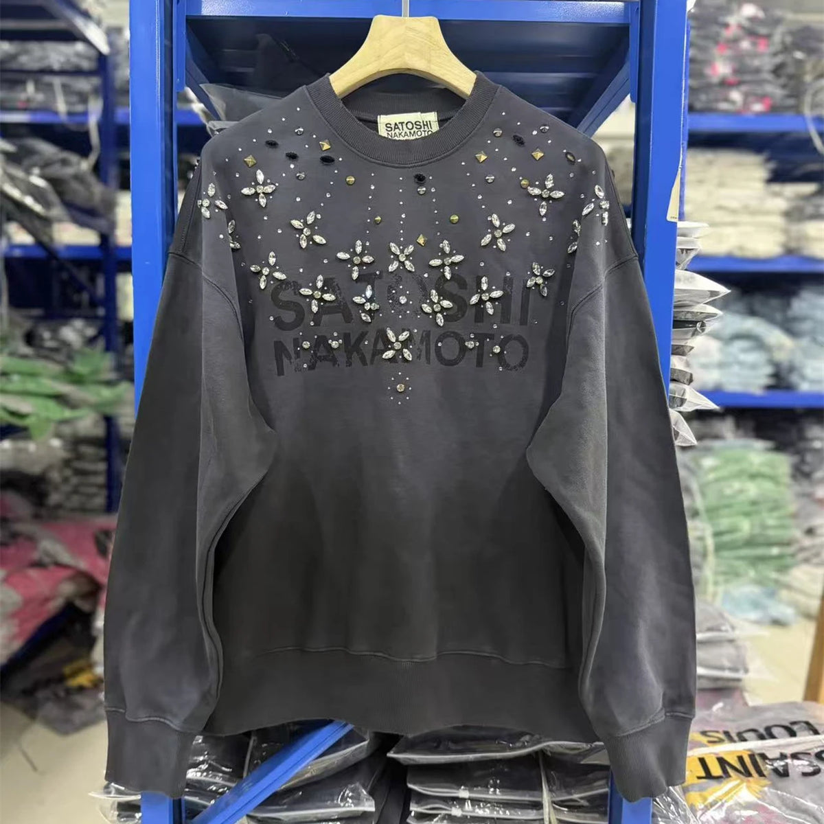 SATOSHI NAKAMOTO 26SS CRYSTAL CASTLE CREWNECK Sweatshirts Men Women High Quality Hooded - Matrix-studios.com