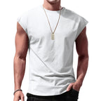 Men's Loose Short Sleeve T-Shirt round Neck Sleeveless Casual Breathable Summer Sports Basic Vest - Matrix Studios
