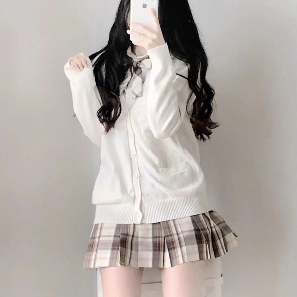 Original anime yellow jk uniform sweater 2025 new autumn and winter Japanese knitted cardigan college style jacket women's top - Matrix Studios