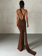 Hugcitar One Shoulder Backless Adjustable Scarf Loop Ruched Sexy Maxi Dress Women Elegant Y2K Streetwear Festival Outfit - Matrix-studios.com
