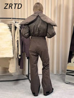 Warm Women's Winter Ski Jumpsuit With Hood Belt Stand Collar One Piece Ski Suits 2026 Autumn Lady Street Fashion Romper New - Matrix Studios