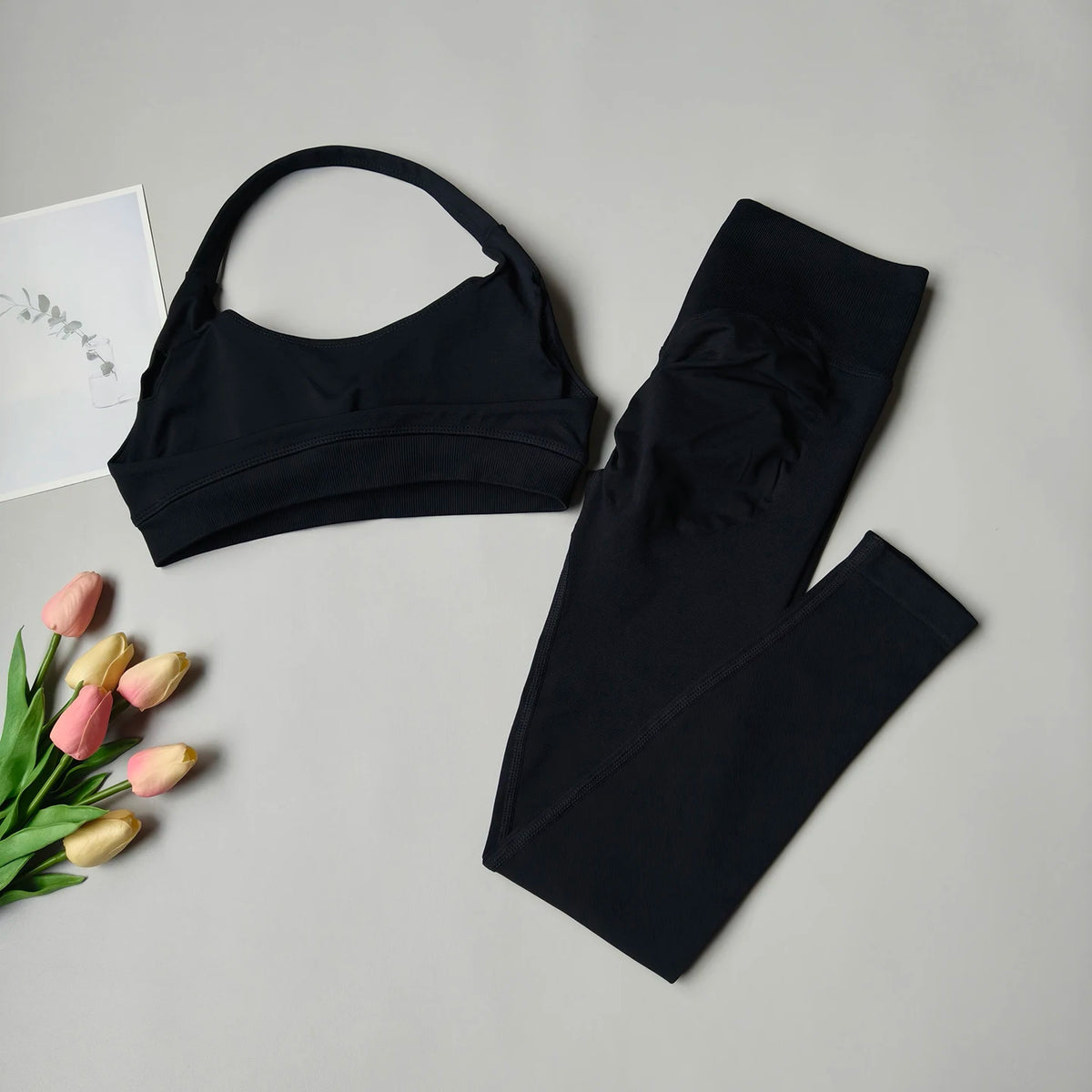 2 Pieces Women's Yoga Suit Seamless Fitness Gym Clothes Halter Sports Bra Matching Yoga Leggings for Workout Sets Gym Outfit - Matrix-studios.com