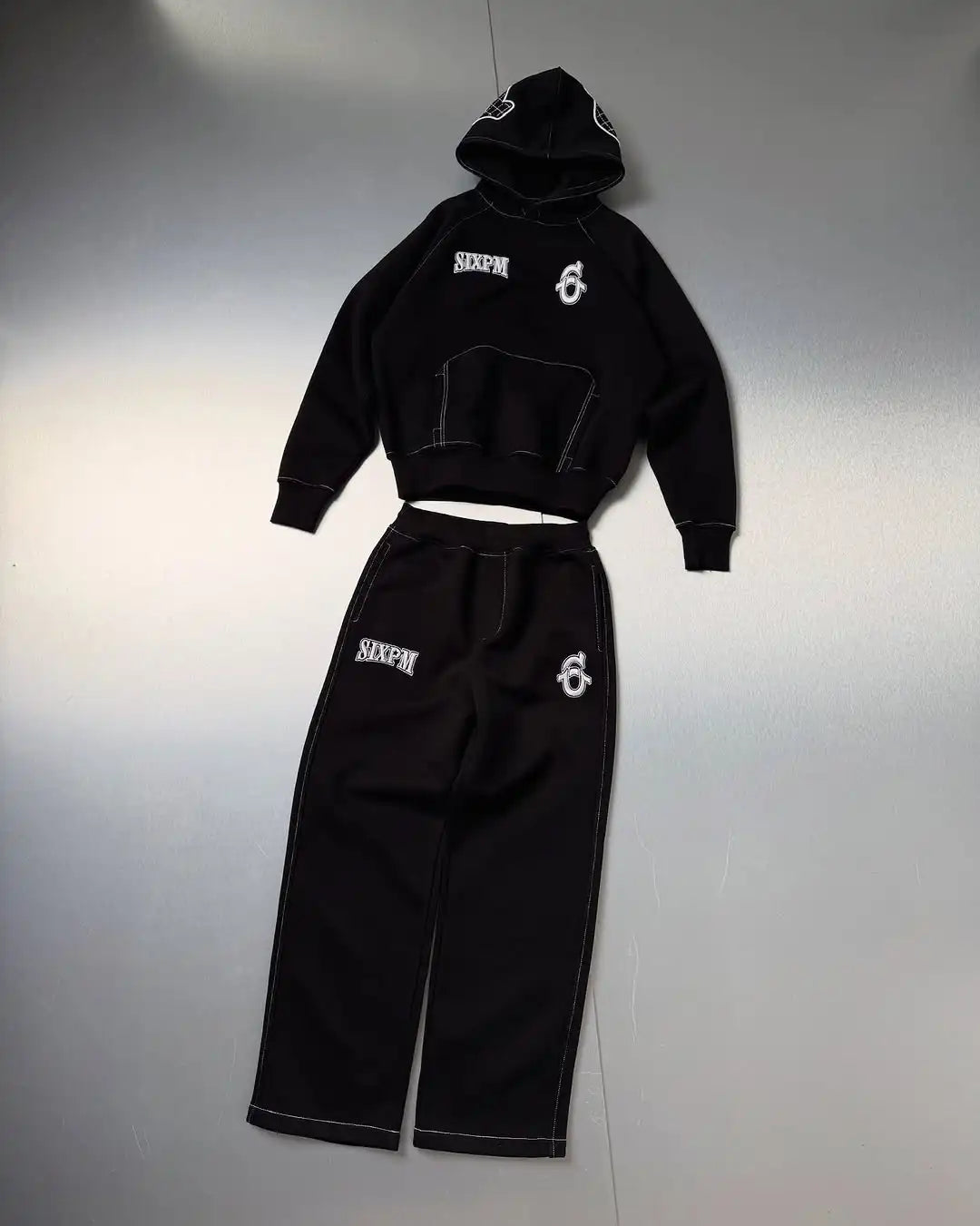 New Fashion Solid Color 2 Piece Casual Hoodie Sets Sweatshirt Y2K Retro Embroidered Logo High Street Hip Hop Unisex Jogger Suits