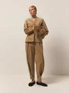 Laur V Neck Corduroy Two Piece Set Women Long Sleeve Jacket Split Tapered Pants Minimalist Autumn Office Daily Matching Suit - Matrix-studios.com