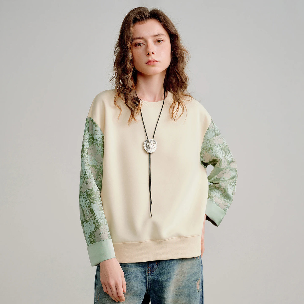 TOYOUTH Women Hoodies 2026 Spring New Fake Two-Piece Splicing Jacquard Casual Sweatshirt Tops - Matrix Studios