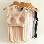 For 37-82kg Soft Modal Plus Size Tank Tops With Fixed Chest Pad For Women Integrated Wear-Free Underwear - Matrix-studios.com