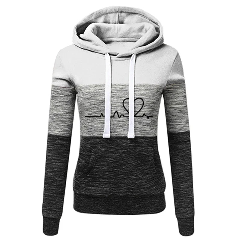 Women Tracksuit Printing Hooded Sweatshirt Sweatpant Color Block Versatile Casual Jogging Pullovers Sport Trousers Outfits S-3XL - Matrix-studios.com