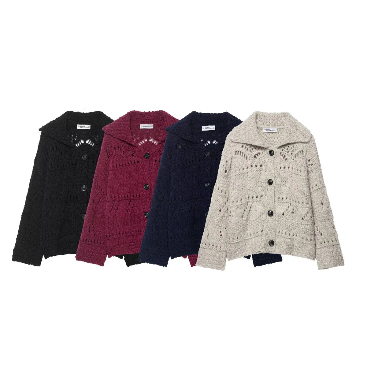 European and American style autumn and winter new women's clothing design sense coarse needle hollow knitting cardigan jacket - Matrix Studios