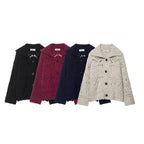 European and American style autumn and winter new women's clothing design sense coarse needle hollow knitting cardigan jacket - Matrix Studios