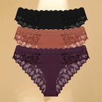 FINETOO 3Pcs Lace Hollow Out Underwear for Women Sexy Low-Waist Floral Briefs Female Invisible Breathable Lingerie Soft Intimate - Matrix Studios