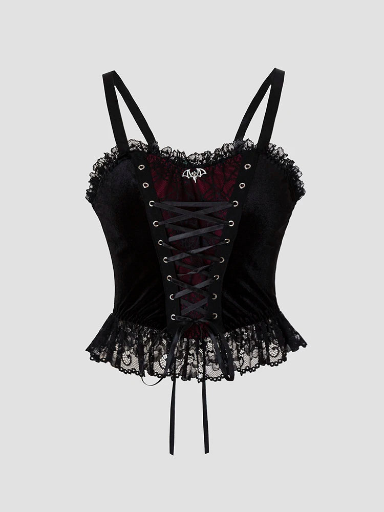 Y2K Gothic Style Sexy Top Fashion Sleeveless Waistcoat Backless Lace T-shirt Women Elegant Retro Underwear  Summer Outwear - Matrix-studios.com