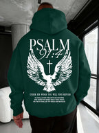 Christian Bible Verse Psalm 91:4 Print Men Women Hooded Sweatshirt Autumn Winter Outdoor Vacation Casual Loose Warm Sportswear - Matrix Studios