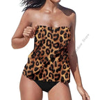 Strapless Tankini Swimsuits for Women 2 Piece Bathing Suits Bandeau Blouson Swim Top with Bottom - Matrix-studios.com