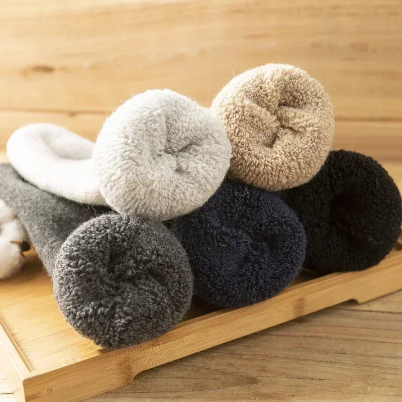 3 Pairs Men Women Wool Socks Couples Solid Winter Snow Chrismas Gift Thermal Cashmere Marino Thickened Fleece Terry Loop socks - Matrix Studios