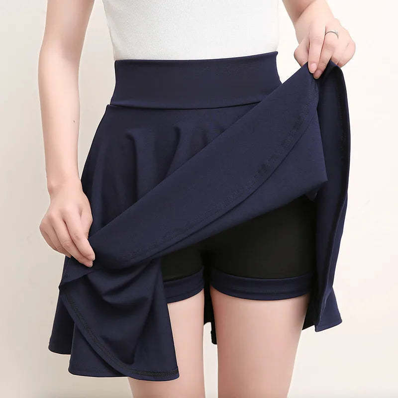 2025 Flared Skirts Women's Basic Shorts Skirt Fashion Versatile Black Casual Mini Skater Medium Pleated Fluffy Skirt Plus Size - Matrix-studios.com