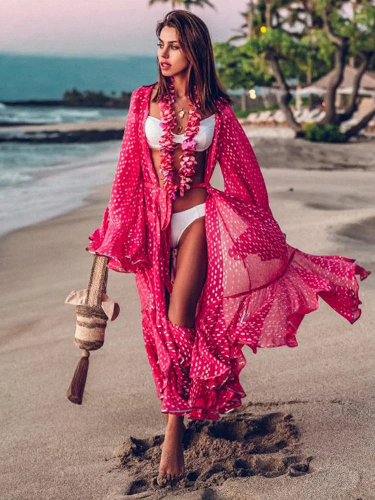 Crochet White Knitted Beach Cover Up Dress Tunic Long Pareos Bikinis Cover Ups Swim Cover Up Robe Plage Beachwear - Matrix Studios