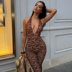 Avrilyaan Lace Seven-Point Long Pants Bodycon Sexy Party Deep V Playsuits Women Rompers Womens Jumpsuit 2025 Summer Overalls - Matrix Studios
