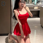 Sexy Women Pleated Micro MINI Dress Bandage Smooth Uniform Slip Mini Dress Night Club Outfits Allure Ruffled Dress Backless - Matrix-studios.com