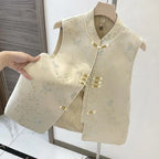 Thin Vest for Women Clothing Ethnic Style Print Vintage Clothes Streetwear Coats Women Jackets Chinese style Casual Summer - Matrix Studios