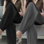 Thin Casual Wide Leg Harem Ankle-Length Pants Solid Elastic Waist Women New In ClothingSweet Streetweat Summer Long Trousers OL
