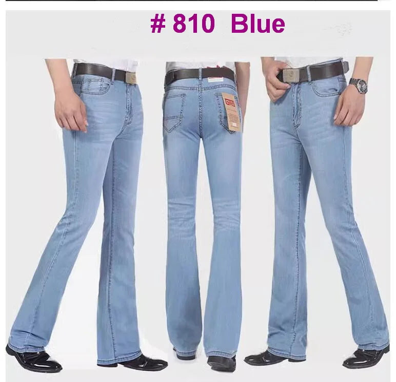Men's Flare Jeans Mid-Rise Elastic Flare Jeans Fashion Men Flare Jeans Men's Denim Pants Multiple Color Size 26-40 - Matrix Studios