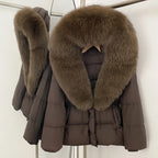 Reality Fur Jacket Real Fur Collar Duck Down Coat Female Winter Hooded Warm Fox Fur Coat Women Natural Raccoon Fur Puffer Jacket - Matrix Studios