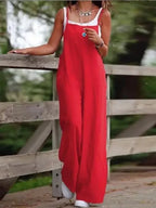 Oversized S-5XL Women Loose Overalls Summer Fashion Female Sleeveless Wide Leg Pant Suits JYFS-8130 - Matrix Studios