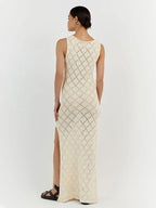 Sexy Cut Out Slit Knit Mesh Swimsuit Cover Up Pareo Tunic 2026 Summer Beach Maxi Dress Bikini Cover-ups Women Beachwear A2318 - Matrix Studios