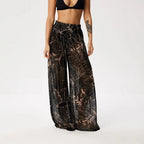 Women Mesh Ruffle Trim Cover Up Pants Beach Cover Up Cover Ups For Swimwear Beach Ruffle Pants 2025 Summer Pants - Matrix Studios