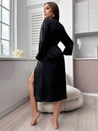Printed Women's Long Sleeve Nightgown Elegant And Comfortable Home Pajamas Simple Fashion Bathrobe - Matrix-studios.com