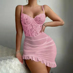 New Transparent Bra And Thong Underwear Set Women's Lingerie Night Dress Delicate Nightgown With Panties Steel Ring Push Up Bras - Matrix-studios.com