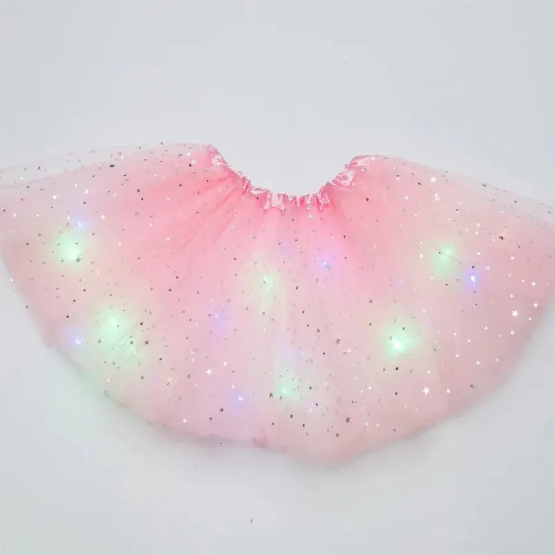 LED Glowing Light Women Tulle Star Skirt Short Tutu Mini Skirt Adult Fancy Ballet Dancewear Party Costume Ball Gown Mini Skirt - Matrix-studios.com