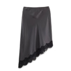 BSAY Lace Asymmetry Satin Texture Skirt Women Fashion Autumn Winter New Solid Chic Female High Waist Elegant Skirts Mujer - Matrix-studios.com
