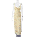 Summer Flower Printed Women's Sexy Low-cut Dress Sleeveless Backless Slim Sling Dresses 2025 Beach Vacation Lady Vestidos - Matrix-studios.com